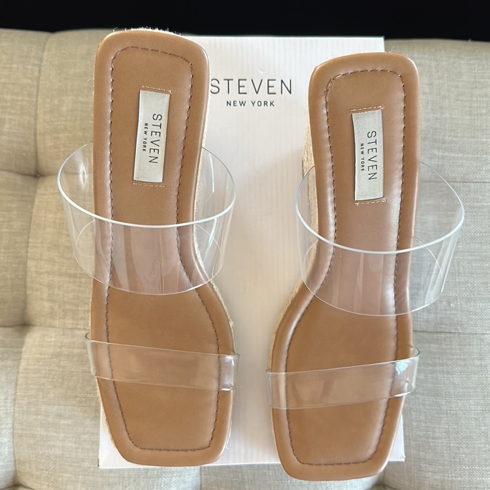 Steven New York Malaya Clear Wedges Size 9.5 - Picture 5 of 9